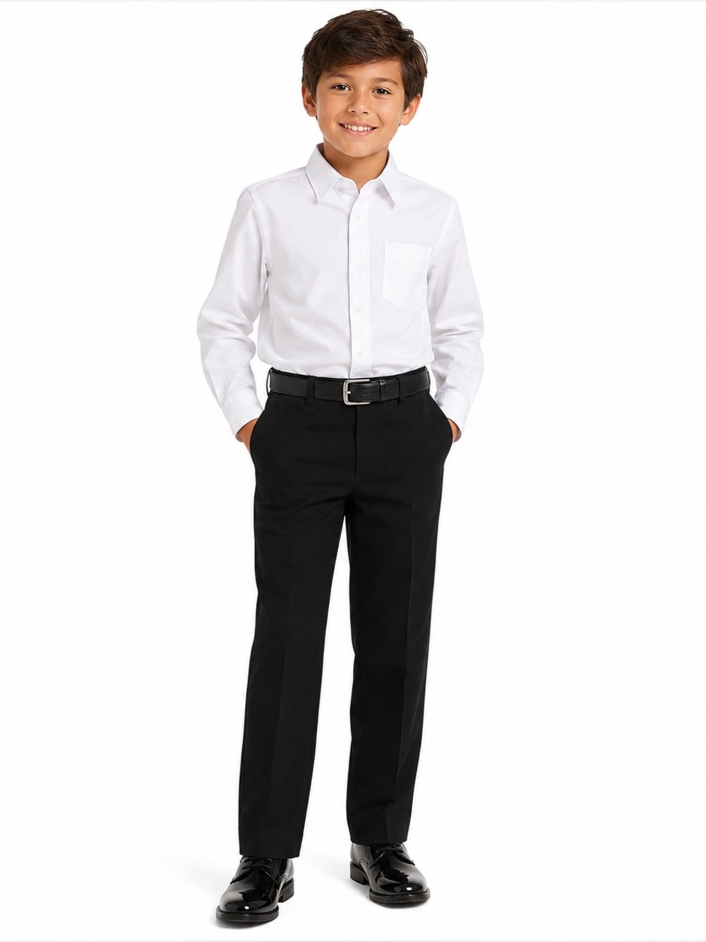 IZOD Boys Black Flat Front Dress School Uniform Pants Size 8